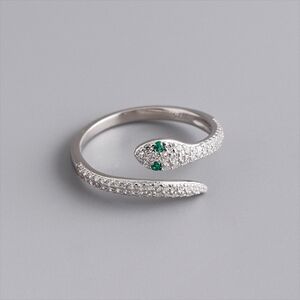 *NEW Silver Snake Ring Adjustable Cubic Zirconia Diamond